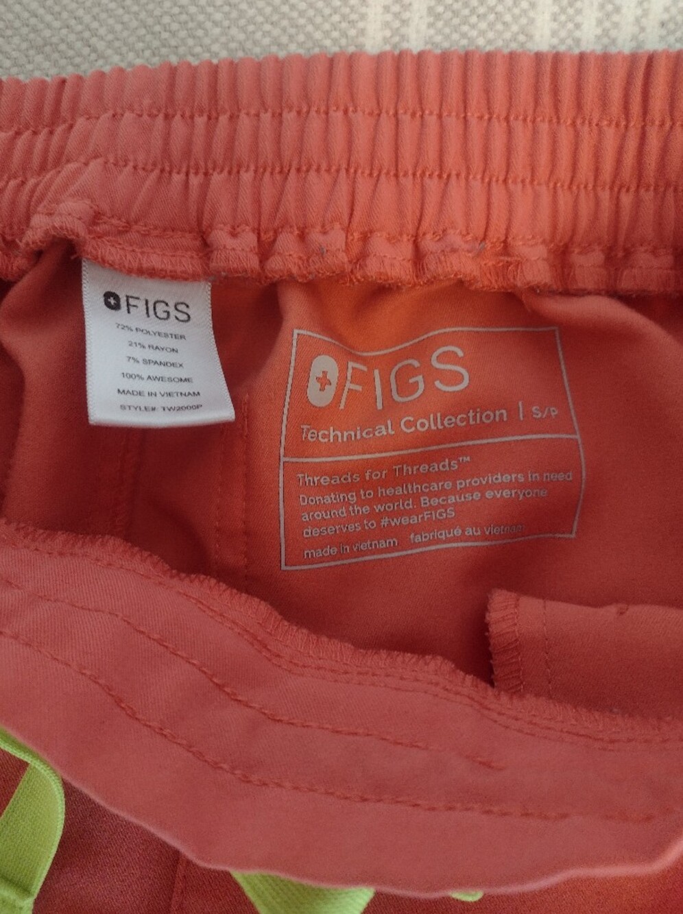 Figs Hot Coral Yola Skinny Scrub Pants Sz S - Picture 5 of 8